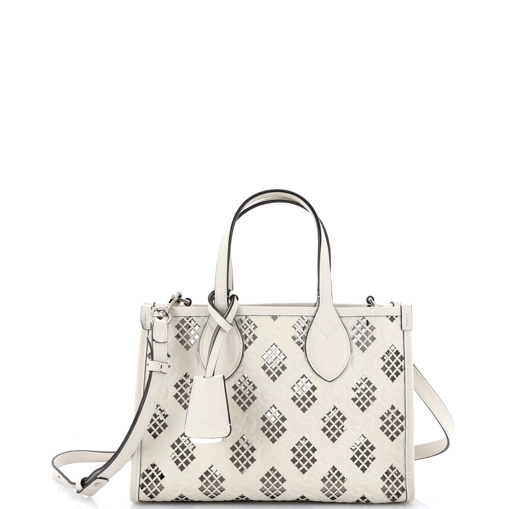 Gucci Small Convertible Tote GG Debossed Laser Cut Leather